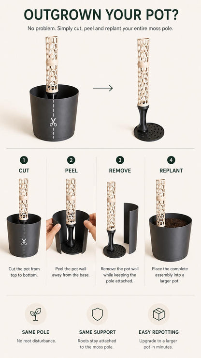 Modular Moss Pole with integrated planter