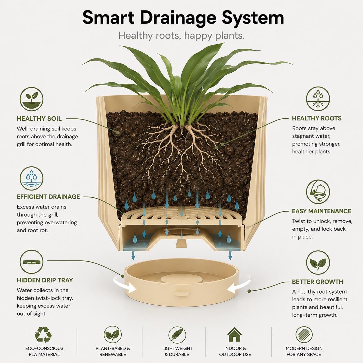 Modern Plant Pot with Drainage