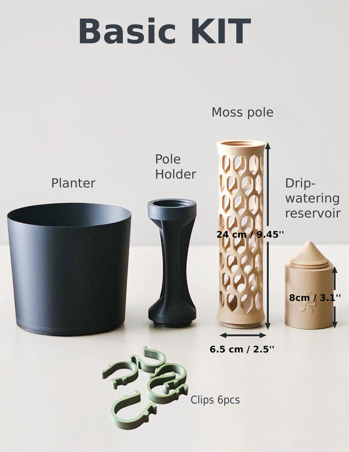 Modular Moss Pole with integrated planter